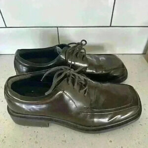 Kenneth Cole‎ Reaction Brown Leather Square Toe Oxford Shoes Men Size 9